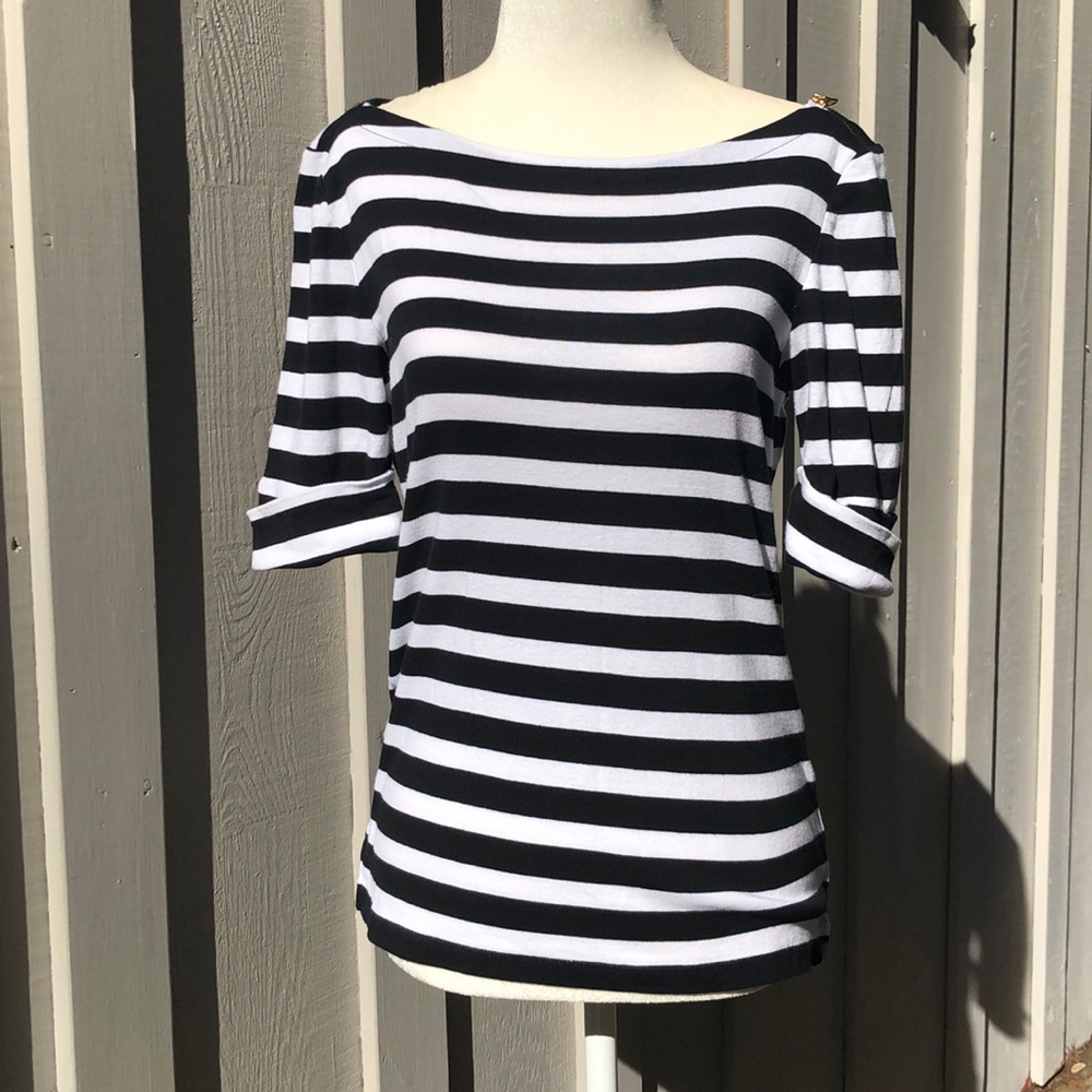 Ralph Lauren Black and White Striped Cotton Top
